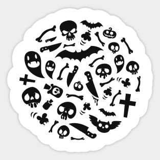 Halloween Black Symbols Pattern Sticker